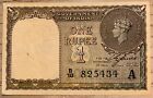 INDIA 1 RUPEE BANKNOTE 1940 BRITISH INDIA - KING GEORGE VI