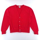 VTG 90s Lacoste Cardigan Sweater Mens Sz Medium Red USA Made Acrylic Mr Rogers