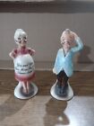 Vintage Ceramic Salt and Pepper Shakers Old Man and Pregnant Woman