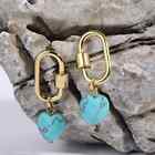 NEW 18 karat gold plated turquoise heart shaped drop earrings jewelry B15A