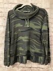 Belle Kim Gravel Shirt Womens XL Green Waffle Thermal Camouflage Cowl Neck