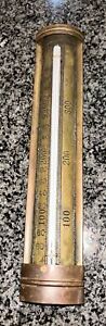 Antique Brass & Glass Thermometer The Home Candy Makers Canton Ohio 8.75”