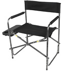 400 lbs Folding Director’s Chair Camping Chair with Side Table, Black US
