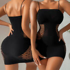 Sexy Women's Hollow Out Mesh See-Through Mini Dress Bodycon Party Club Nightwear