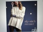 CABI Slip Stitch Sweater Relaxed Beige Pullover Size Small Style 3681 Oversized