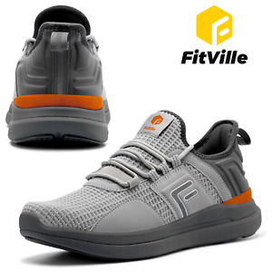 FitVille Men's Running Walking Shoes Extra Wide Athletic Trainers Sneakers Gray