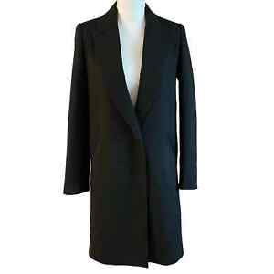 Zara Basic Size XS Black Longline Coat Single One Button Black Overcoat