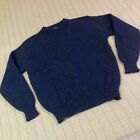 L.L. Bean Made In USA Wool Pullover Mens Large Norway Blue Black Solid Knit