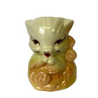 Vintage Cat Planter Vase Pottery Ceramic Cream Rose 4