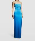 $2400 Alex Perry Women's Blue Satin Draped Strapless Corset Carlson Dress Size 6