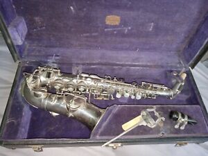 Buescher True Tone Curved Soprano Silver Saxophone 30003sn Case And Mouthpiece