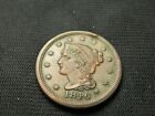 1846 Braided Hair Large Cent small date US Copper couple of rim bumps XF/AU