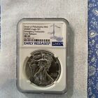 2020 $1 AMERICAN SILVER EAGLE PCGS MS69 FLAG FIRST STRIKE LABEL Super Gloss