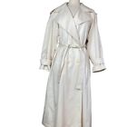 Vintage Evan-Picone Ivory  Double Breasted Belted Trench Coat Women Sz M/L READ