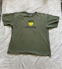 Vintage Y2K 2001 Happy Camper Graphic Tee Smiley Face Green T-Shirt Size 2XL