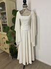 Vintage 3pc Wedding Embroidered Corset Capelette Skirt Dress Gown Fairy