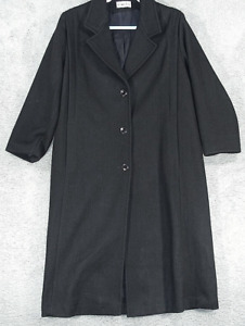 Vintage Herman Kay Black 100% Wool Dress Swing Long Coat Size 12 Medium Large