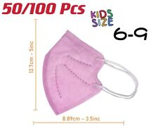 50/100 Pcs Pink KN95 Protective 5 Layer Face Mask For Unisex Kids Boys Girls