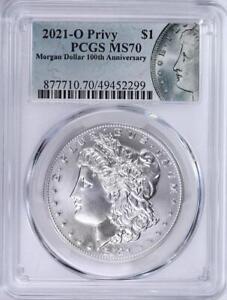 2021-O Privy $1 Morgan Dollar 100th Anniversary Silver Dollar Label PCGS MS70