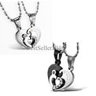 His and Hers Matching Love Hearts Couple Pendant Necklaces 2pcs Stainless Steel