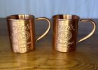 Two TITO'S Handmade VODKA  Solid COPPER Moscow Mule Mugs Cups