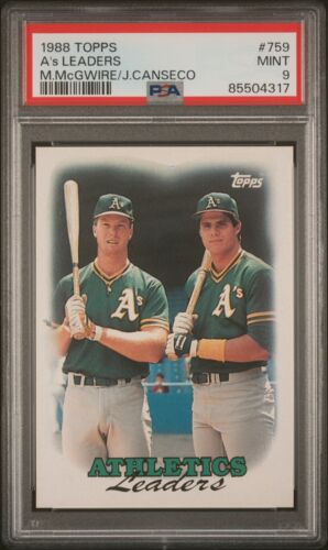 1988 TOPPS #759 MARK MCGWIRE-JOSE CANSECO PSA 9 B3919821-317