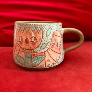 Heidi Kenney Hand Thrown Stoneware Coffee Tea Mug Garden Worm 15oz mypapercrane