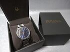 NEW IN BOX BULOVA MENS WATCH 96B334 STAINLESS STEEL BAND BLUE FACE