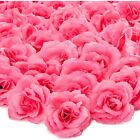 50x Artificial Fake Silk Pink Rose Flower Head Bulk for Valentine's Day Decor 3