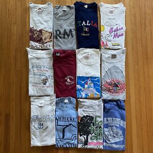 Mens T Shirt Lot Of 12 Adult Sizes Vintage 1980s 1990s Bundle Wholesale Used