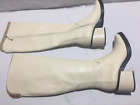 C196 FRANK SARTO Dorica Leather Tall Over-The-Knee Boots Ivory Womens Size 10