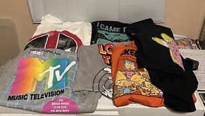Lot Of 6 Mens T-Shirts Marvel Nickelodeon Simpsons Nerf Size L Wholesale Resale