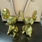 Brass Mouse Mice 4.5” Pair Figurine Paperweight Decor Lot of 2