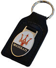 Maserati car key ring / fob - leather and enamel