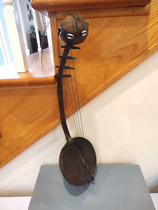 Antique Adungu 4 String Arched Harp African Kenyan Instrument Handmade Bow Harp