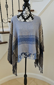CHARMING CHARLIE FRINGE PULLOVER PANCHO SWEATER ONE SIZE