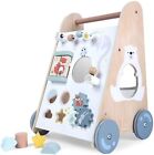 Wooden Baby Walker - Sit to Stand Learning Activity Walker for Boys and Girls...