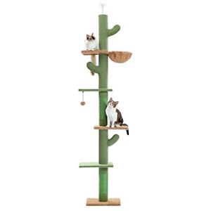 Cactus Cat Tree, Floor to Ceiling Cat Tower with Adjustable Double Posts