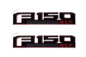 2pack OEM F150 XLT Emblems Fender Badges 3D for F-150 XLT Genuine Black Red