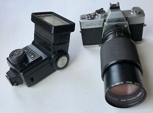 Vintage Minolta SRT SC-II Camera Macro Zoom Lens Vivitar Thyristor 285 Flash