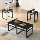 Set of 3 Coffee Table Center Cocktail Table Side End Table for Living Room Black