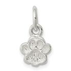 Sterling Silver 925 Polished and Textured Paw Print Charm Pendant