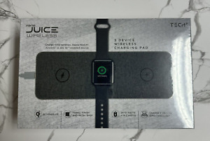 TECH 2 Nano Juice Wireless 3 Device Charging Pad TWC2020GY Gray, Brand New