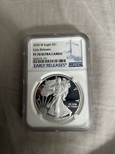 New Listing2020 W PROOF SILVER EAGLE NGC PF70 ULTRA CAMEO EARLY RELEASES BLUE LABEL