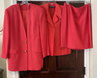 Vintage Linda Allard Ellen Tracy Orange/Red Jacket, Blouse And Skirt Size 16