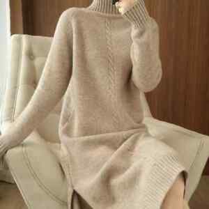 Sweater Women Autumn Winter Over-The-Knee Dress Large Size Base Shirt