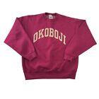 Vintage 90's Okoboji Lake Iowa Thick Crewneck Sweatshirt Red Size Medium