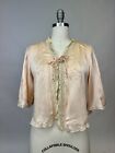 Antique Edwardian 1910s Pale Pink Silk Bed Jacket with Lace and Embroidery AS IS