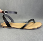 Torrid Sandals 12WW Womens Black Ankle Strap Toe Loop Flat Casual Travel Beach