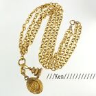 CHANEL Necklace AUTH Coco CC chain Rare Pendant Vintage Tower Medal Gold COIN FS